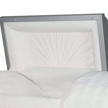 Atlas XL | Silver Steel Oversize Casket with White Interior - Titan Casket