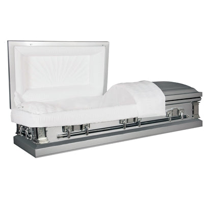 Satin Series | Silver Steel Casket with White Interior - Titan Casket