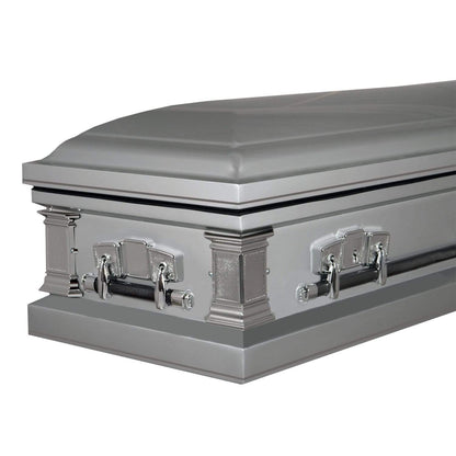 Satin Series | Silver Steel Casket with White Interior - Titan Casket