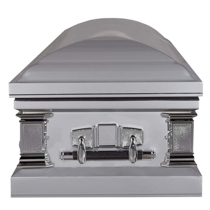 Satin Series | Silver Steel Casket with White Interior - Titan Casket