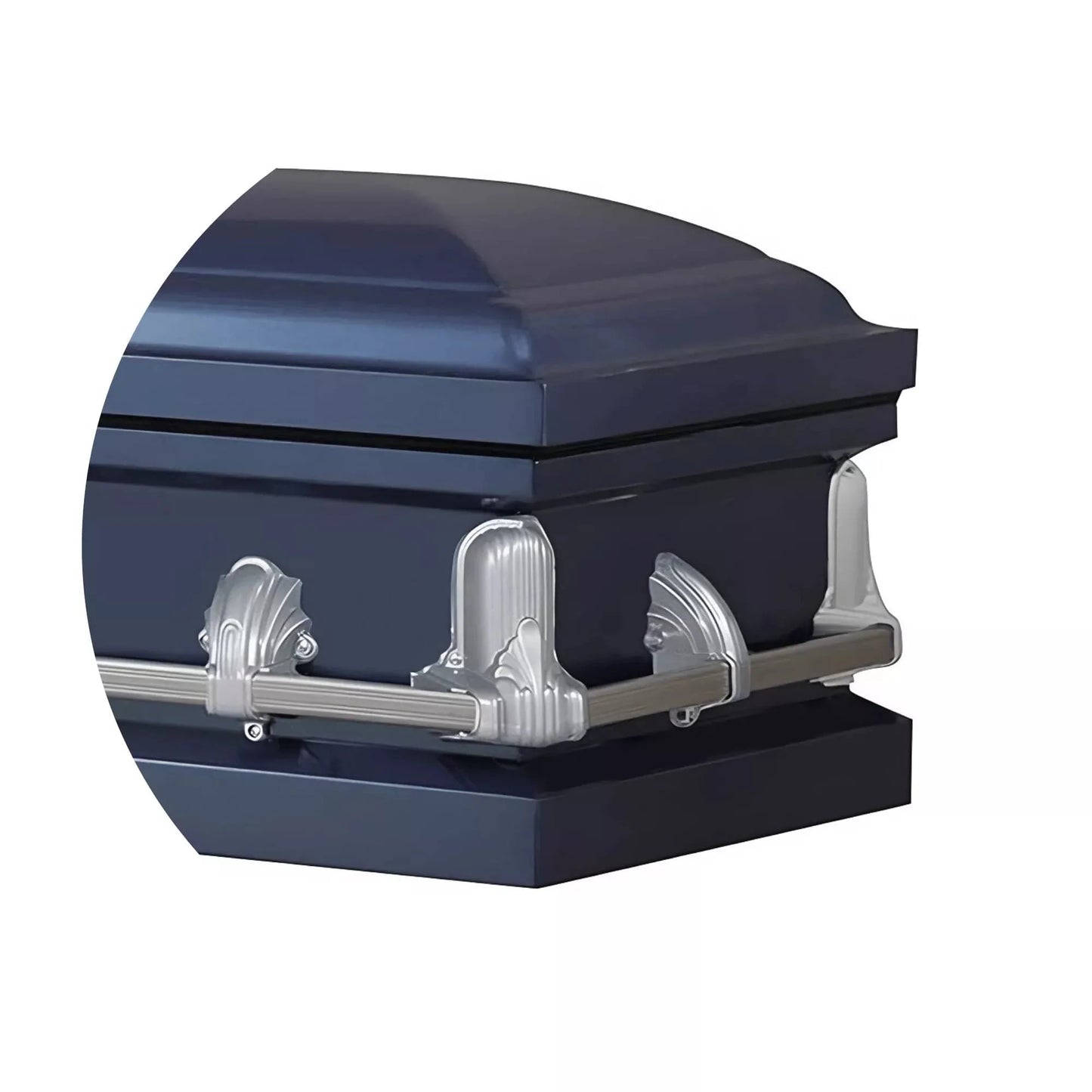 Andover Series | Dark Blue Steel Casket with Light Blue Interior
