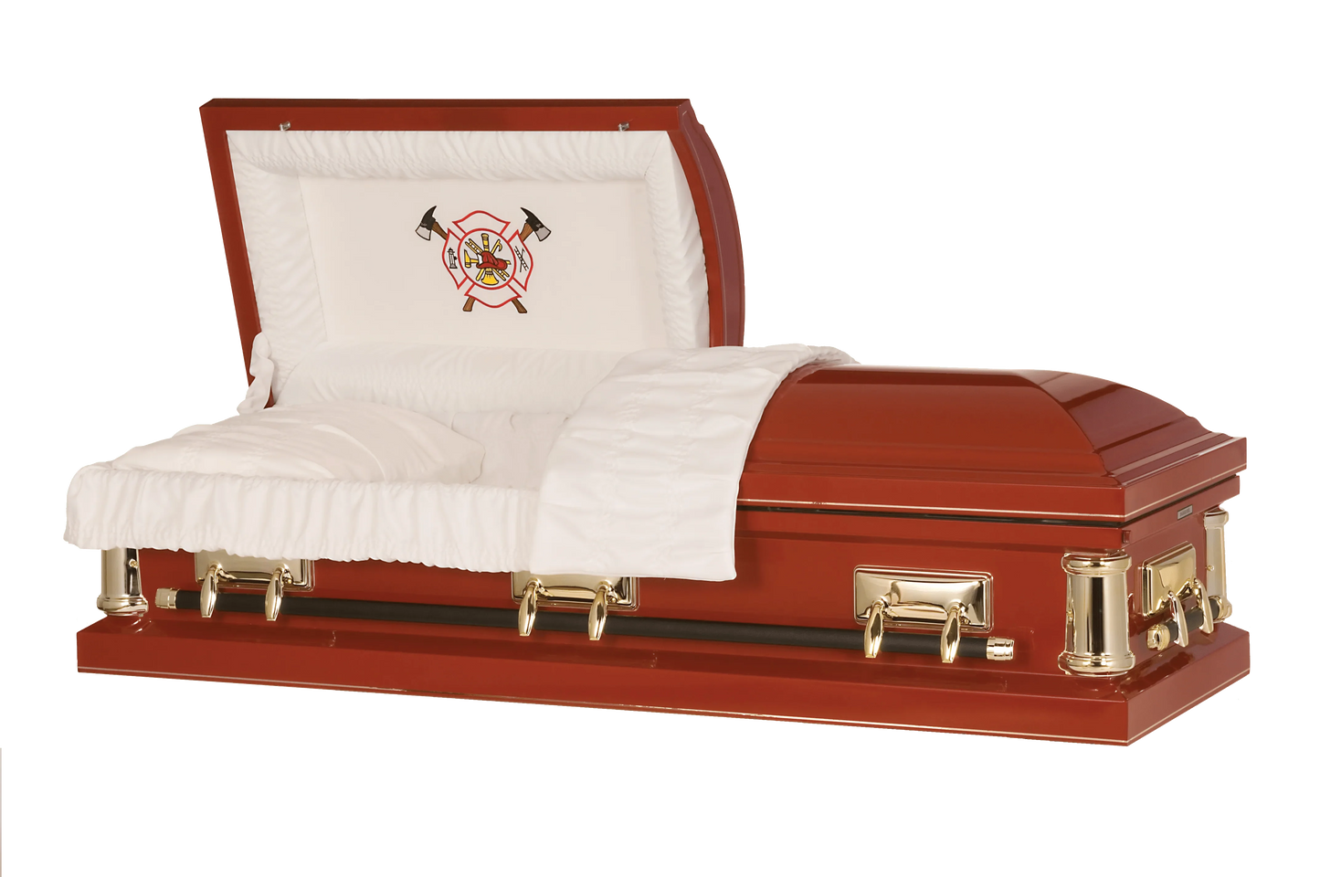 Firefighter | Red Steel Casket with White Interior