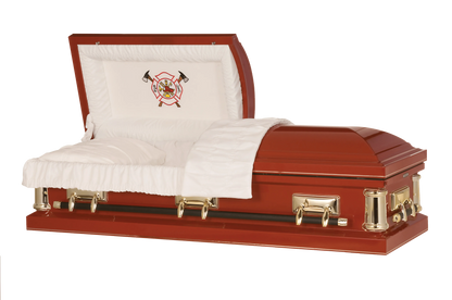 Firefighter | Red Steel Casket with White Interior