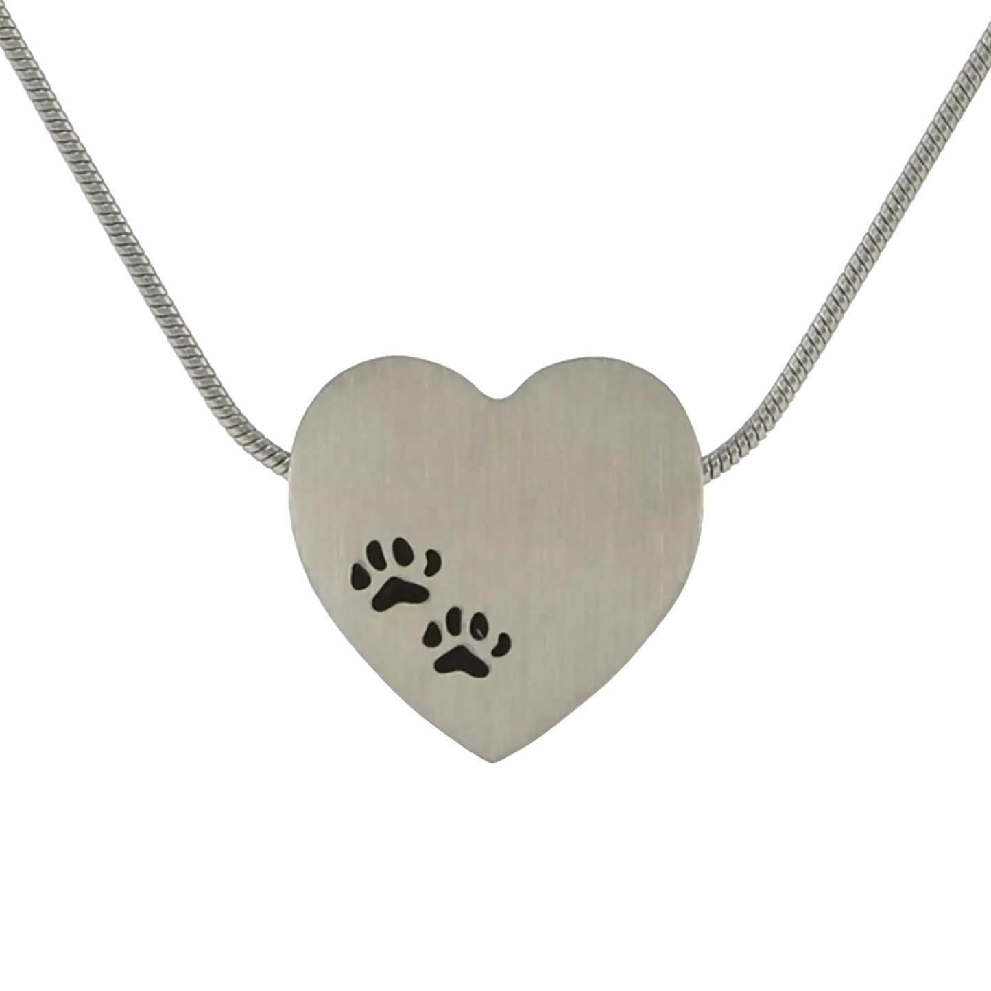 Pewter Heart Paw Prints Pendant