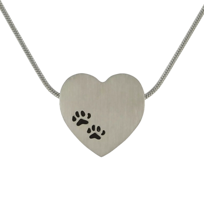 Pewter Heart Paw Prints Pendant