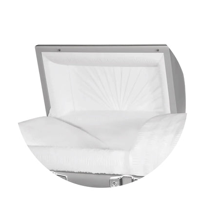 Everest Extra Long 7'2" | Silver Steel Oversize Casket with White Interior | 28", 33"