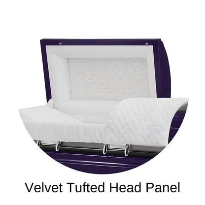 Velvet Tufted head panel of Titan Casket Era Series Casket