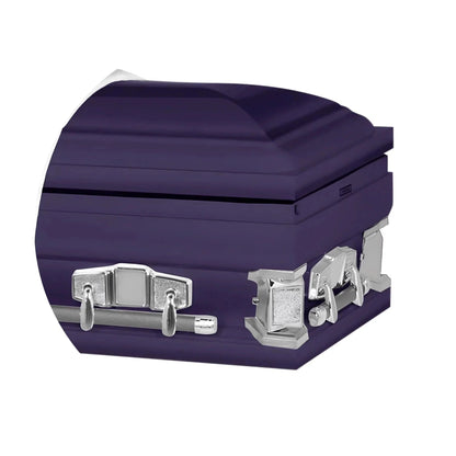 Everest Extra Long 7'2" | Royal Purple Steel Oversize Casket with White Interior | 28", 33"
