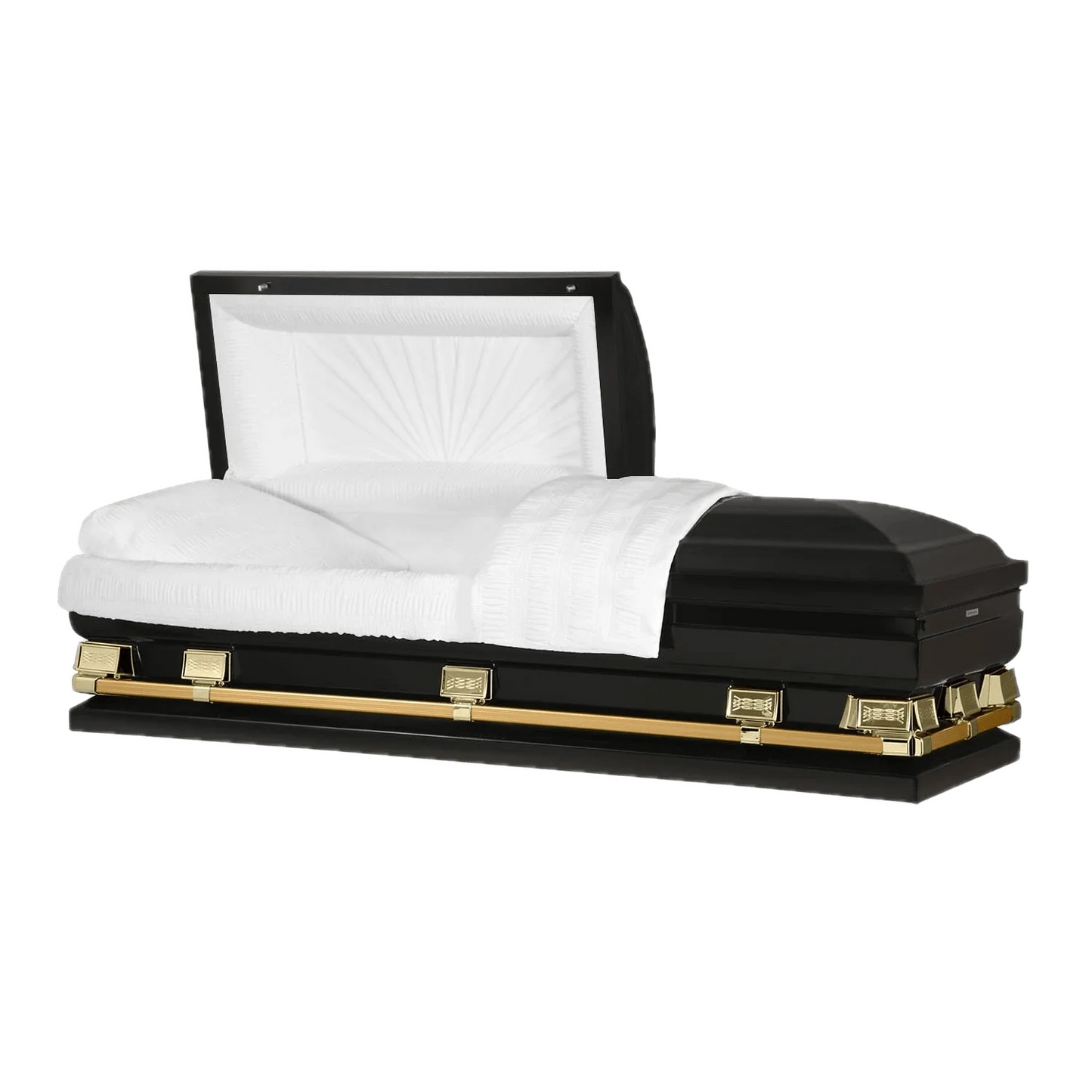 Atlas XL | Black and Gold Steel Oversize Casket with White Interior