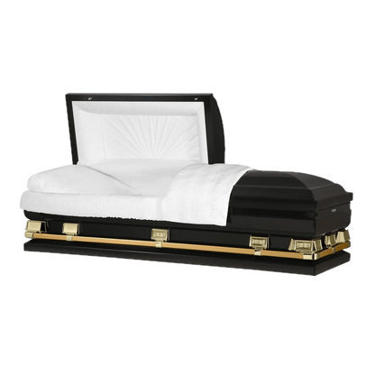 Atlas XL | Black and Gold Steel Oversize Casket with White Interior