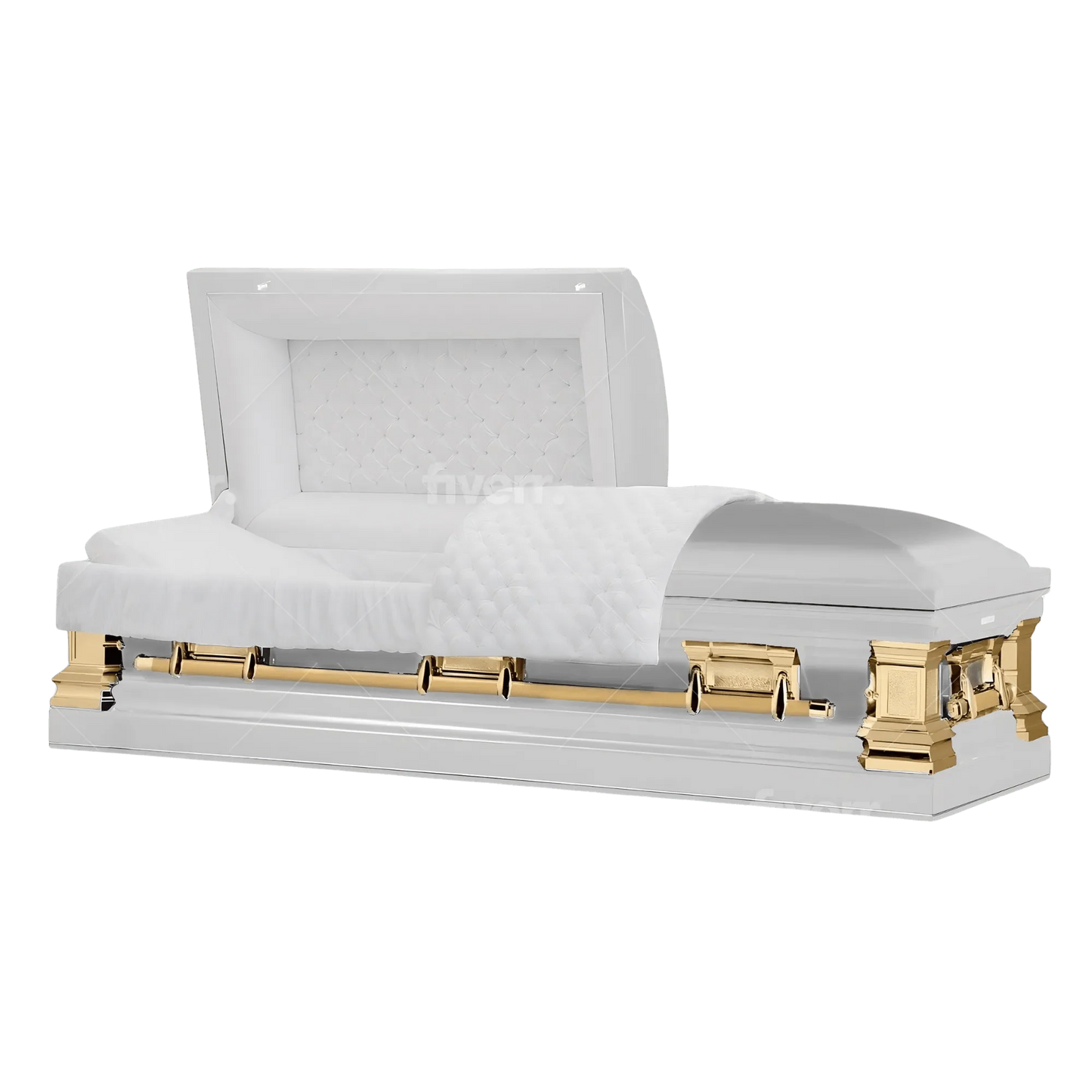 Era Stainless Series | White & Gold Stainless Steel Casket with White Interior