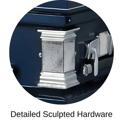 The Officer | Dark Blue Steel Casket with White Interior