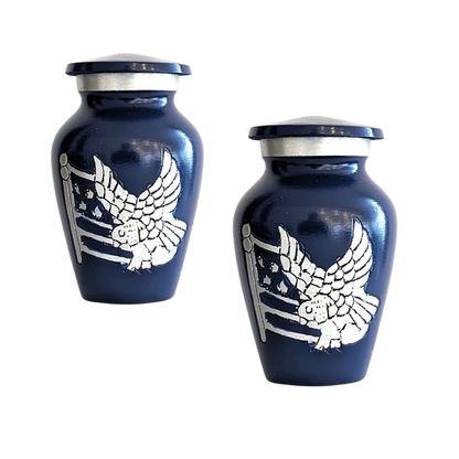 Pair of Keepsake Urns - American Pride (Blue) | Brass Keepsake Urns