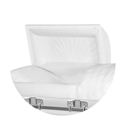 Everest Extra Long 7'2" | White Steel Oversize Casket with White Interior | 28″, 33″
