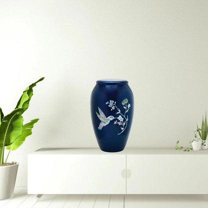 Designer Urn - Blue Hummingbird