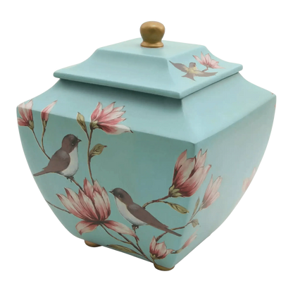 Floral Magnolia Lovebirds Large Adult Urn