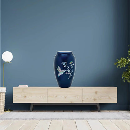 Designer Urn - Blue Hummingbird