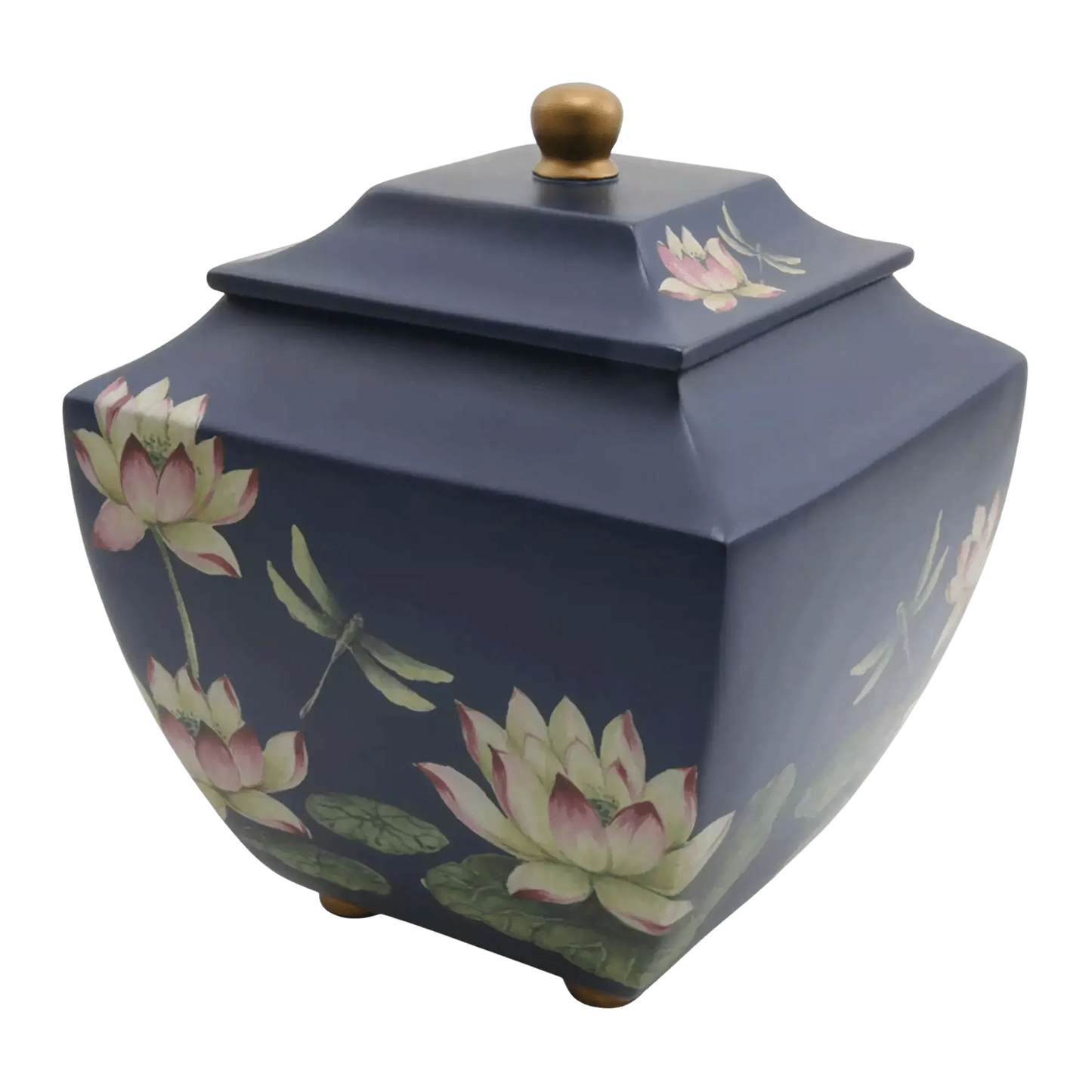 Floral Waterlily Dragonflies Large Adult Urn