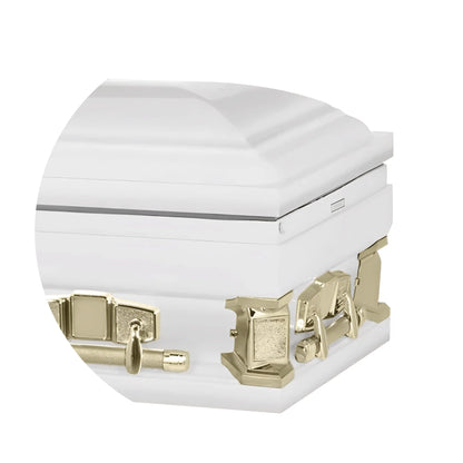 Jupiter XL | White and Gold Steel Oversize Casket with White Interior | 28″, 29″, 33″, 36″