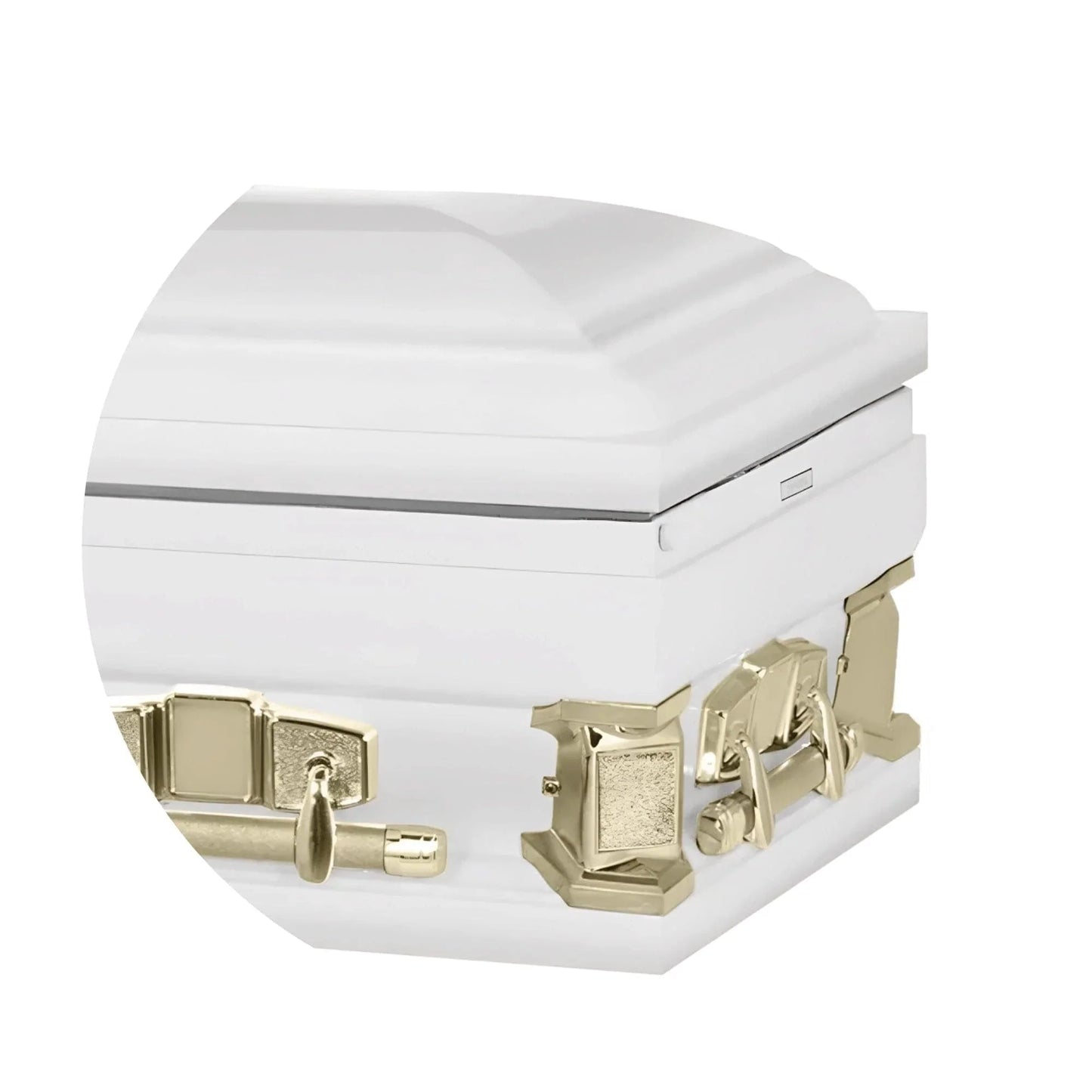 Everest Extra Long 7'2" | White and Gold Steel Oversize Casket with White Interior | 28″, 33″