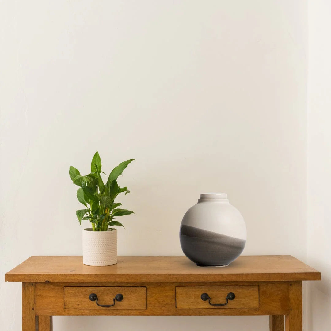 Solstice X Terra Noir |  Soft White With Gray Moon Keepsake Urn