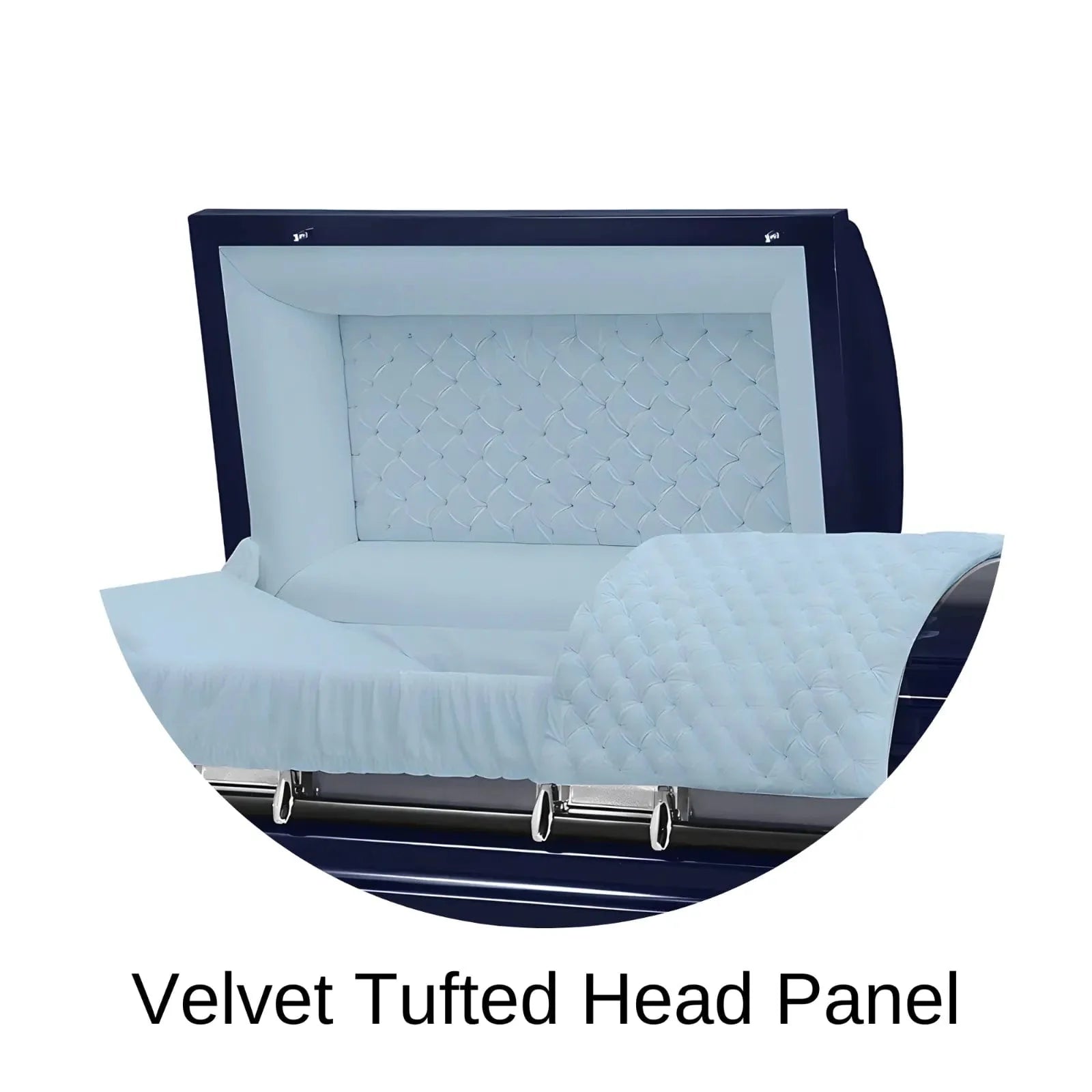 Velvet Tufted head panel of Titan Casket Era Series Casket