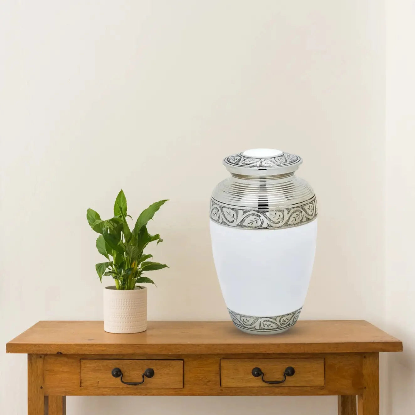 Brass Urn - White