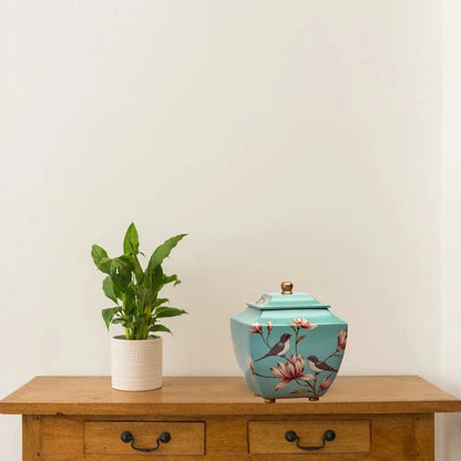 Floral Magnolia Lovebirds Large Adult Urn