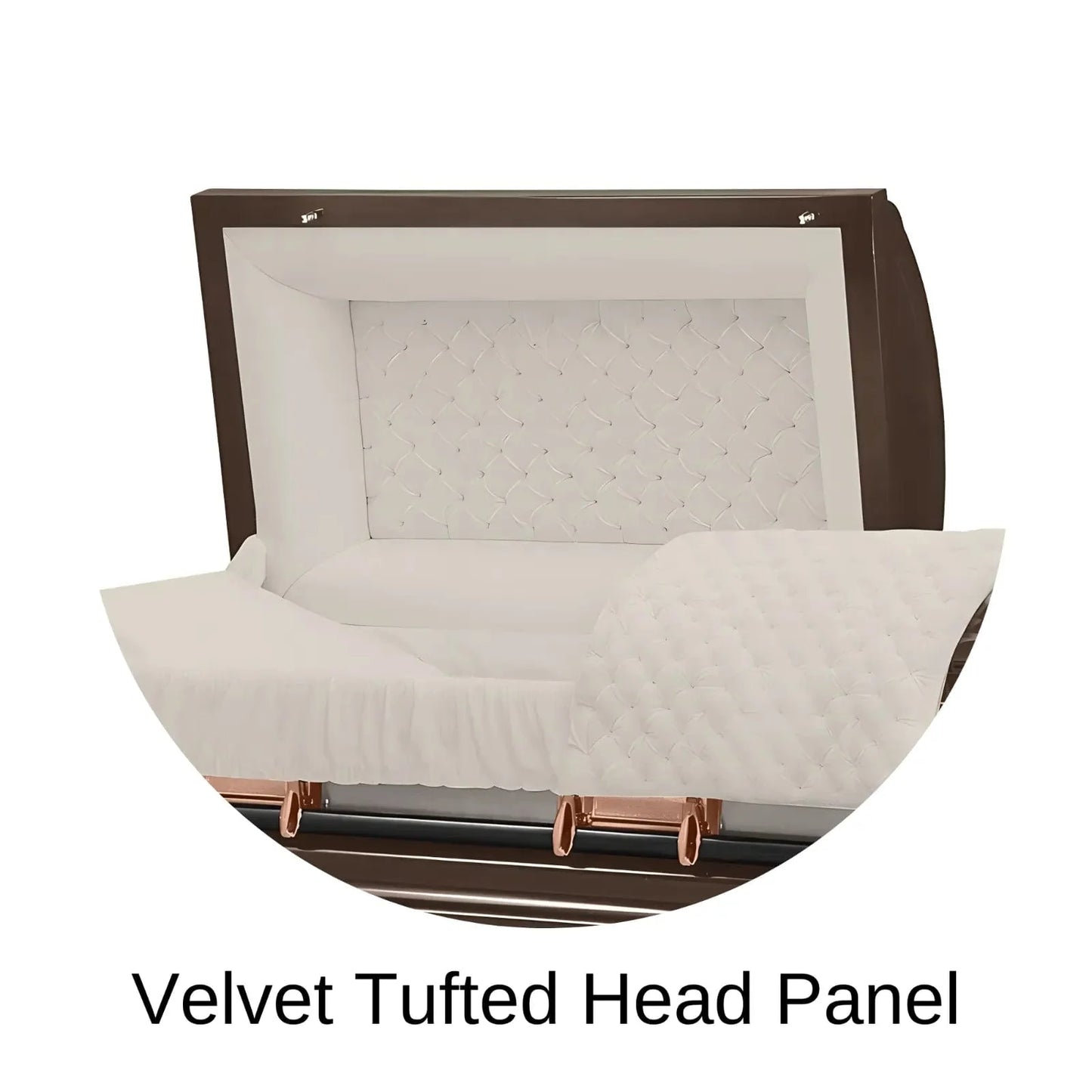 Velvet Tufted head panel of Titan Casket Era Series Casket