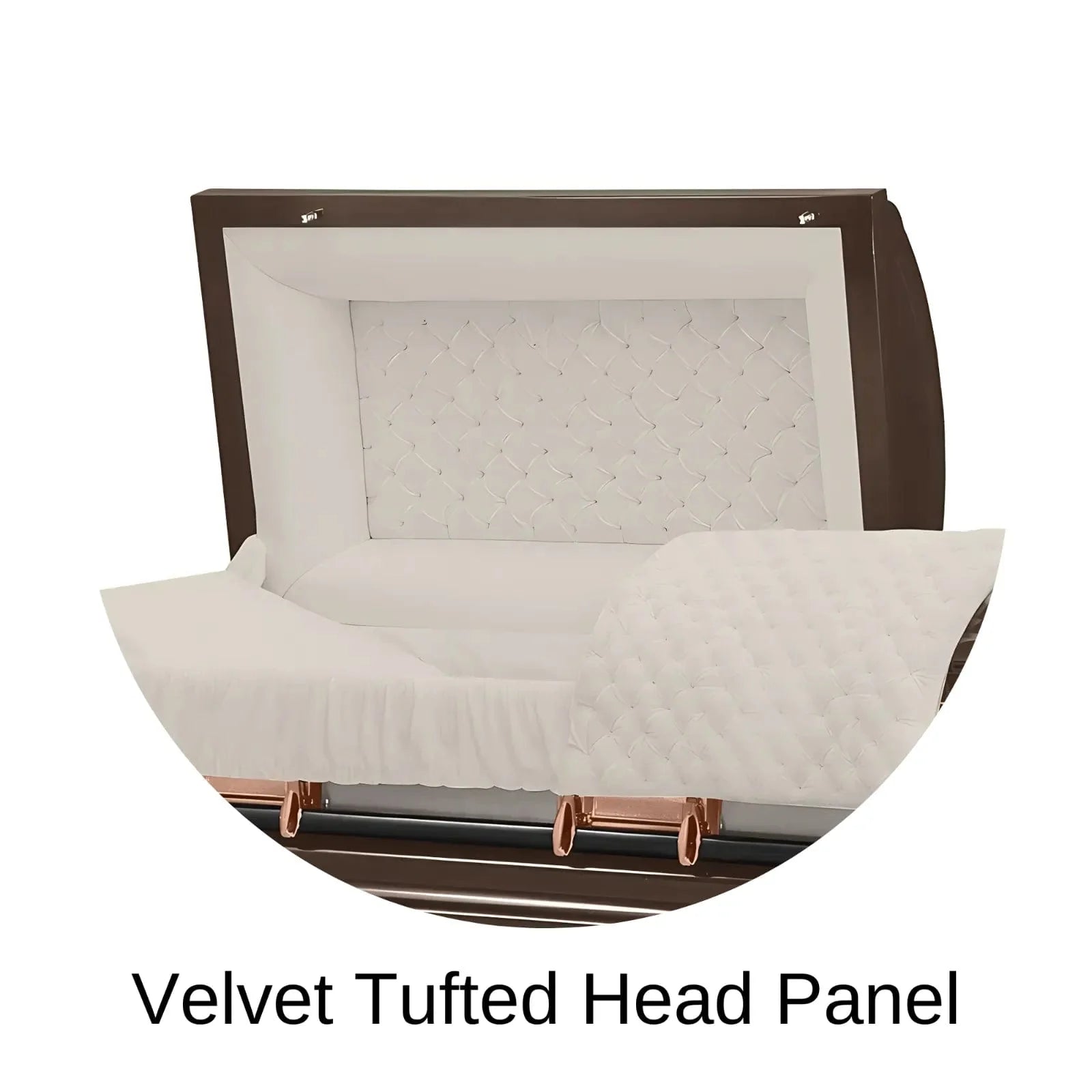 Velvet Tufted head panel of Titan Casket Era Series Casket