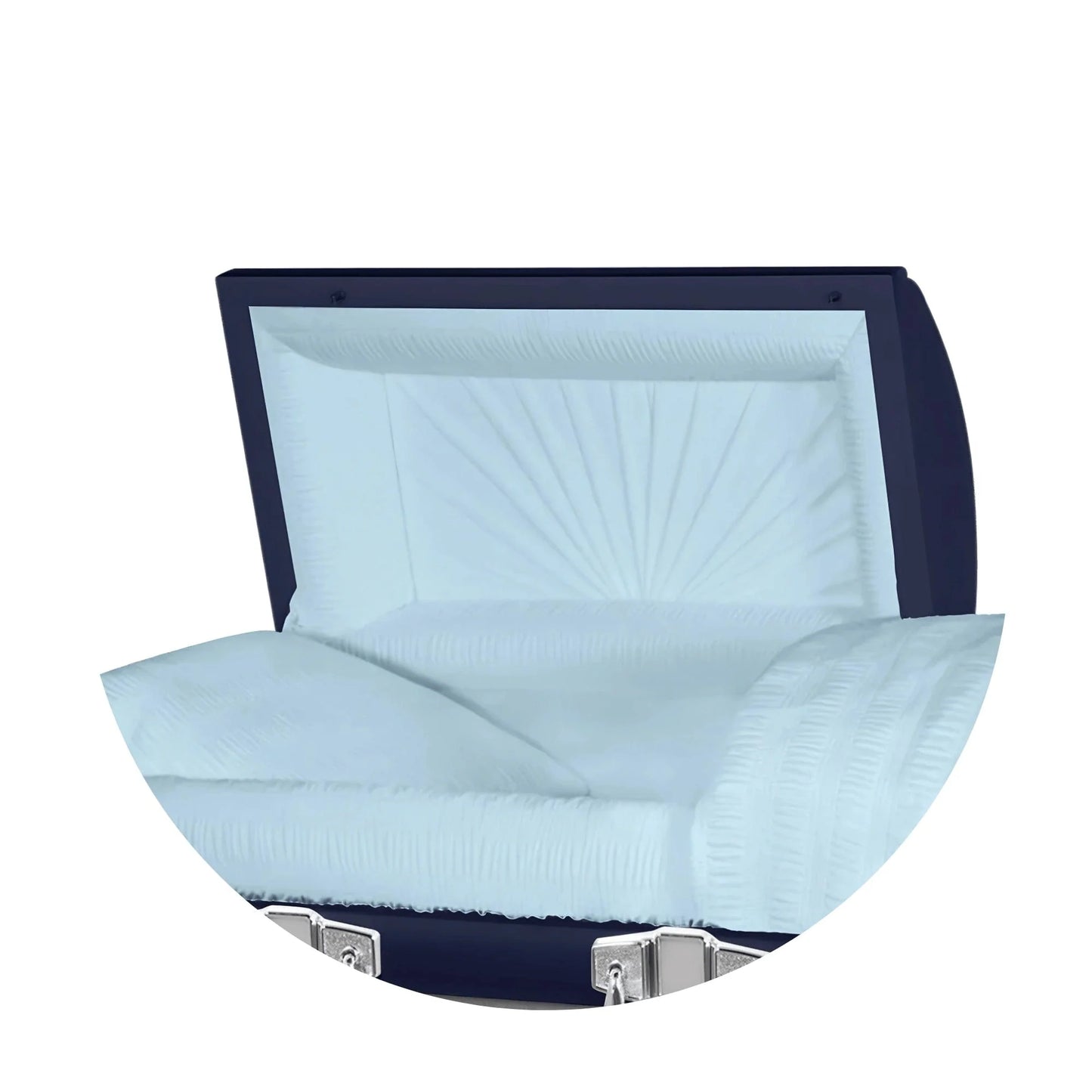 Jupiter XL | Dark Blue Steel Oversize Casket with Light Blue Interior | 28", 29", 33", 36"