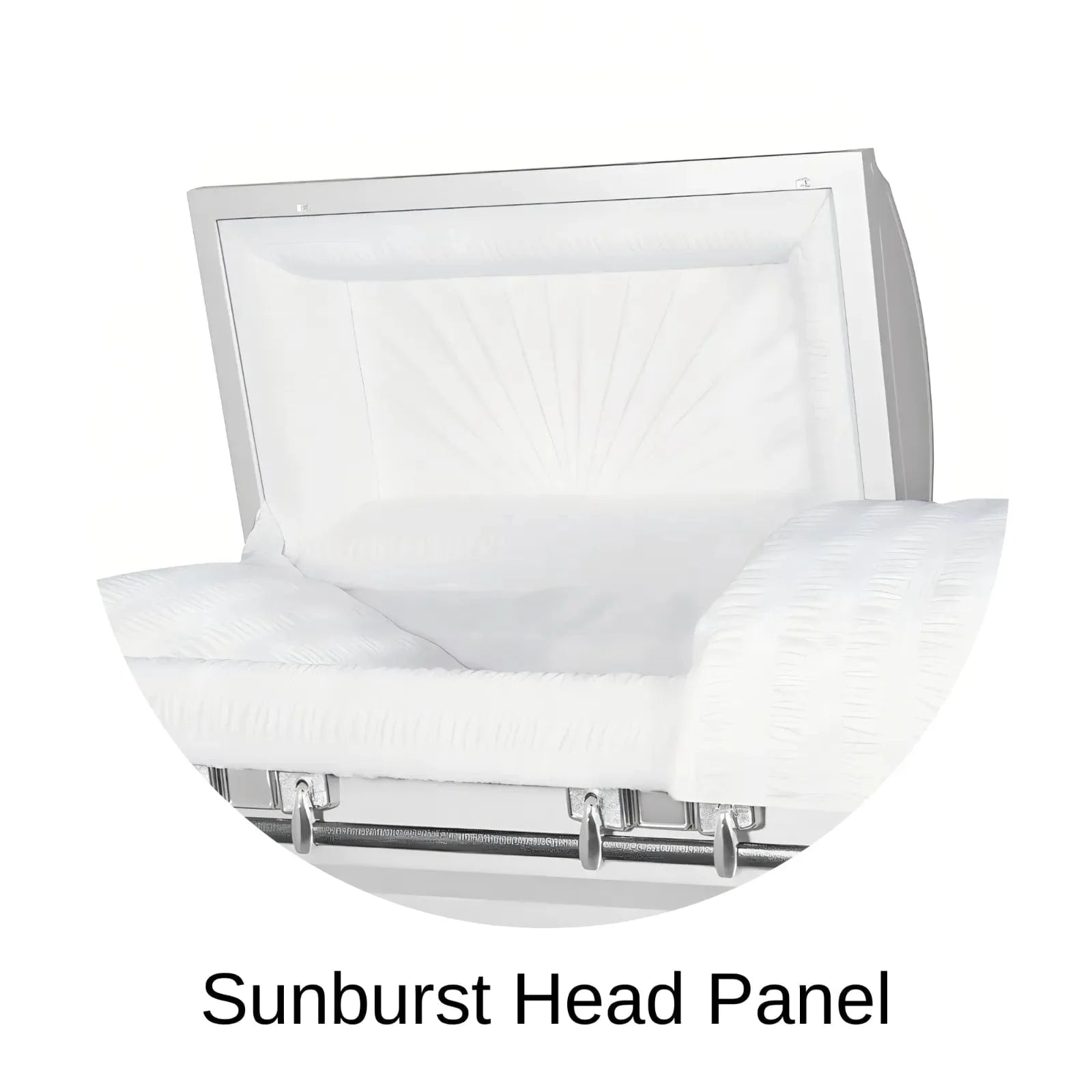 Sunburst head panel of Titan Casket Satin Series Casket