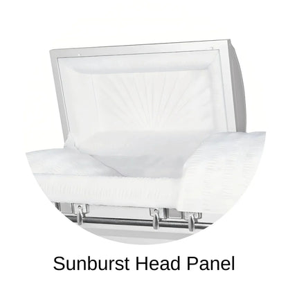 Sunburst head panel of Titan Casket Satin Series Casket