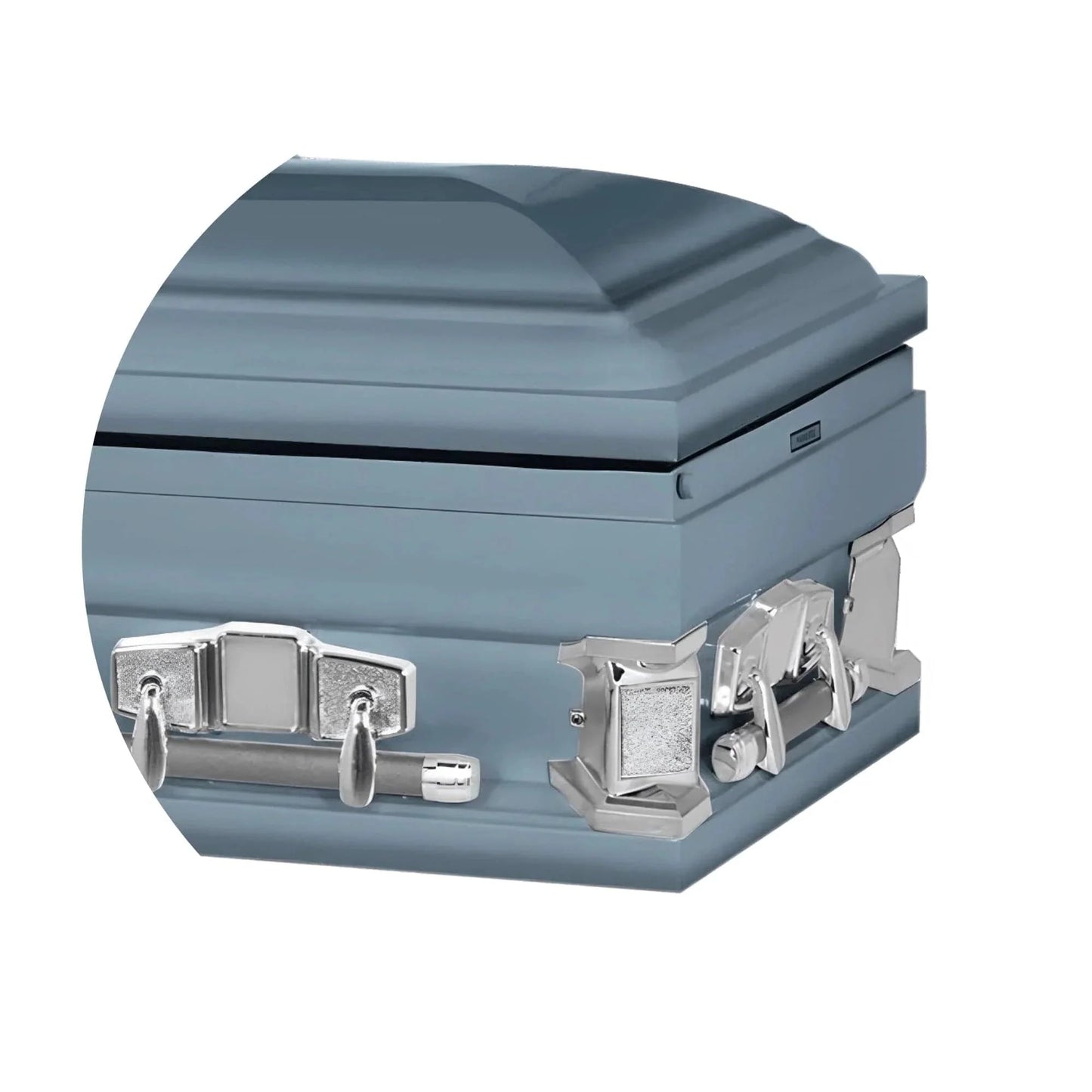 Everest Extra Long 7'2" | Light Blue Steel Oversize Casket with Light Blue Interior | 28", 33"
