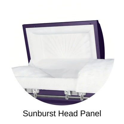 Sunburst head panel of Titan Casket Satin Series Casket