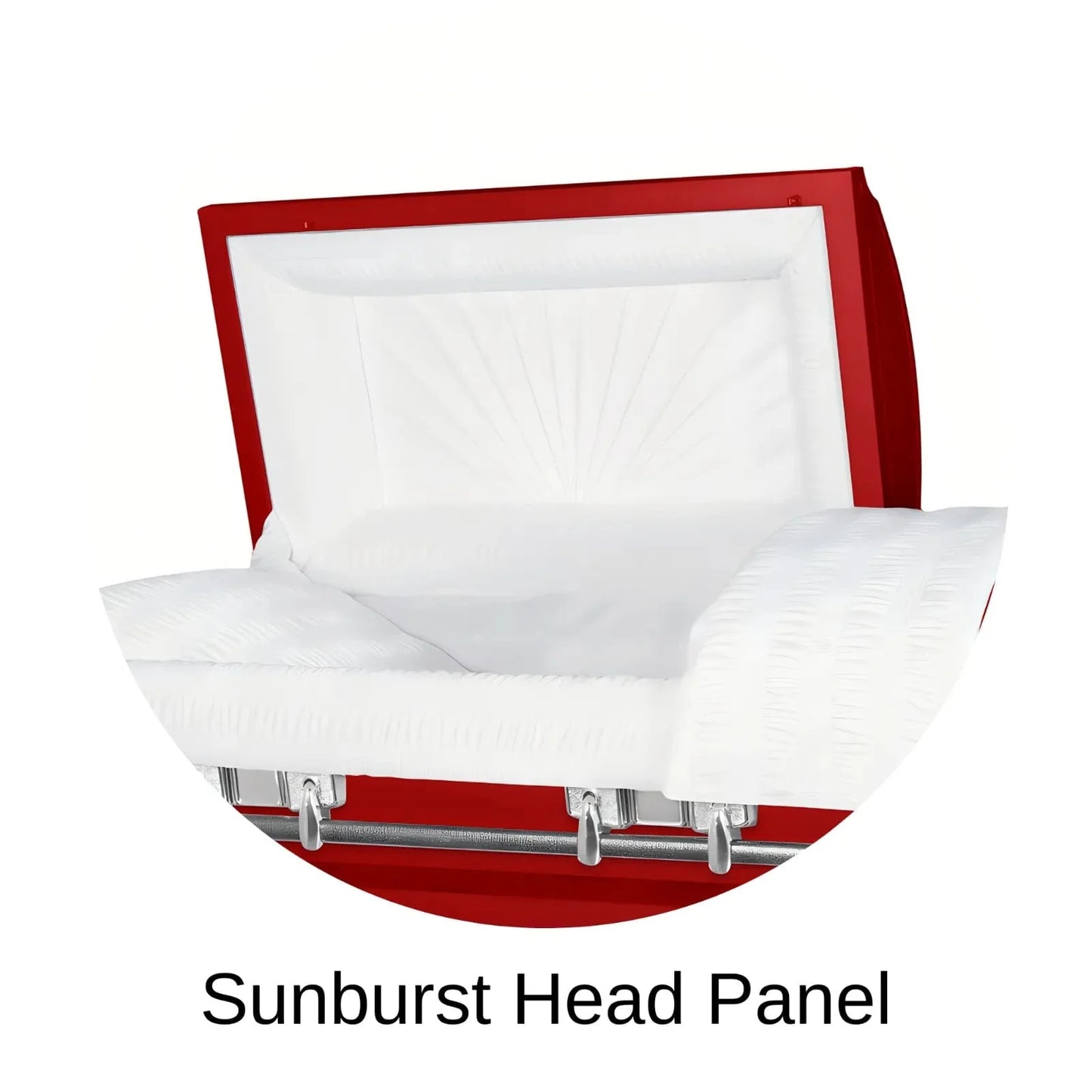 Sunburst head panel of Titan Casket Satin Series Casket