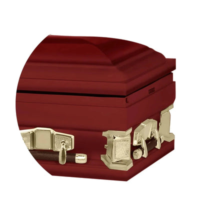 Everest Extra Long 7'2" | Red and Gold Steel Oversize Casket | 28", 33"