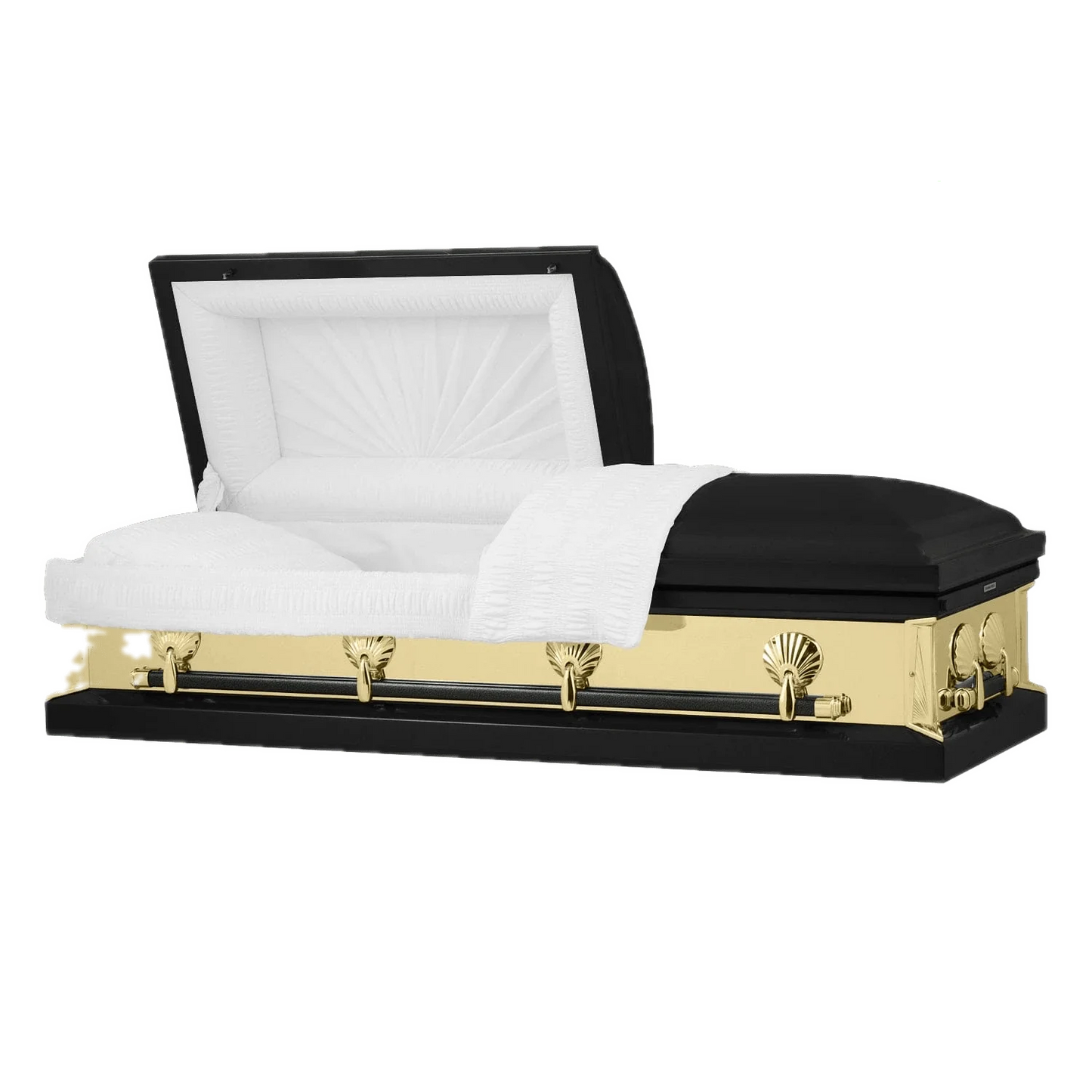 Reflections Series | Black and Gold Steel Casket with White Interior