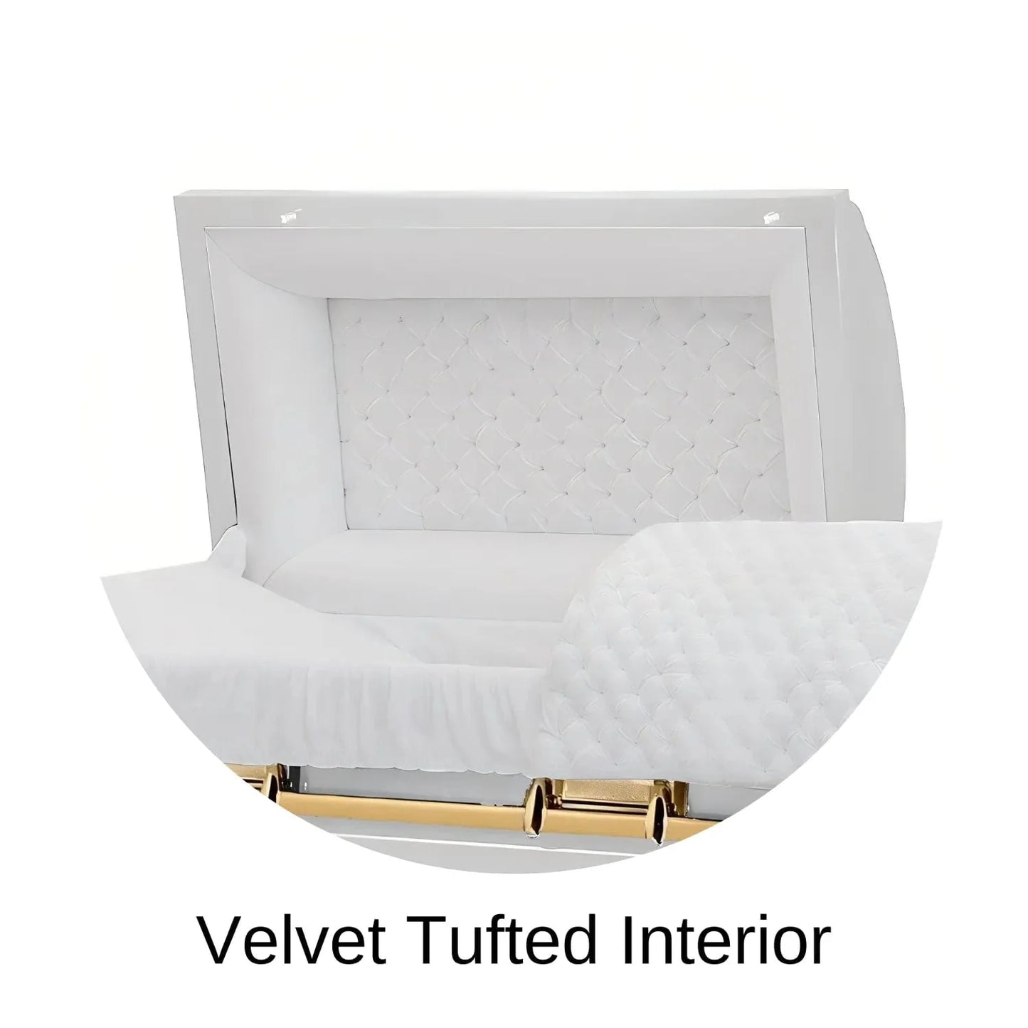 Velvet Tufted head panel of Titan Casket Era Series Casket