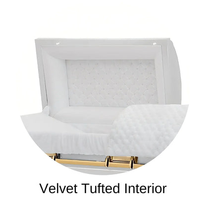 Velvet Tufted head panel of Titan Casket Era Series Casket