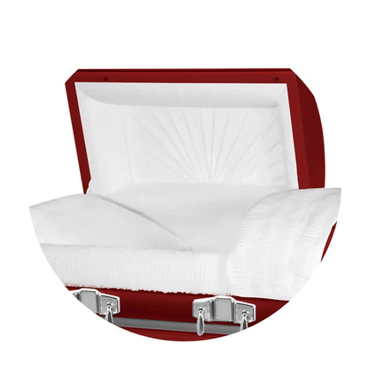 Jupiter XL | Red Steel Oversize Casket with White Interior | 28", 29", 33", 36"