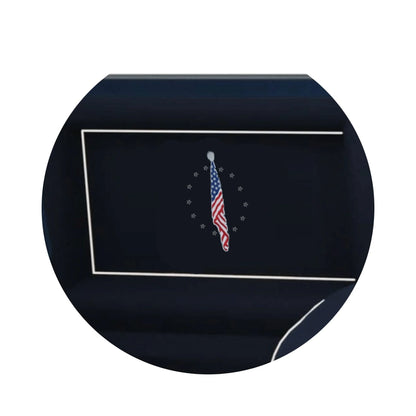 Veteran Select - Patriot | Dark Blue Steel Casket with Dark Blue Interior and Flag at Rest Head Panel