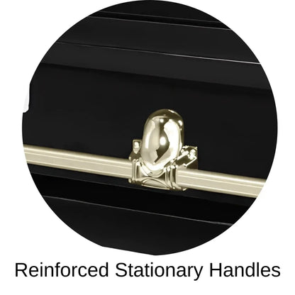 Orion Series | Black & Gold Steel Casket with White Interior