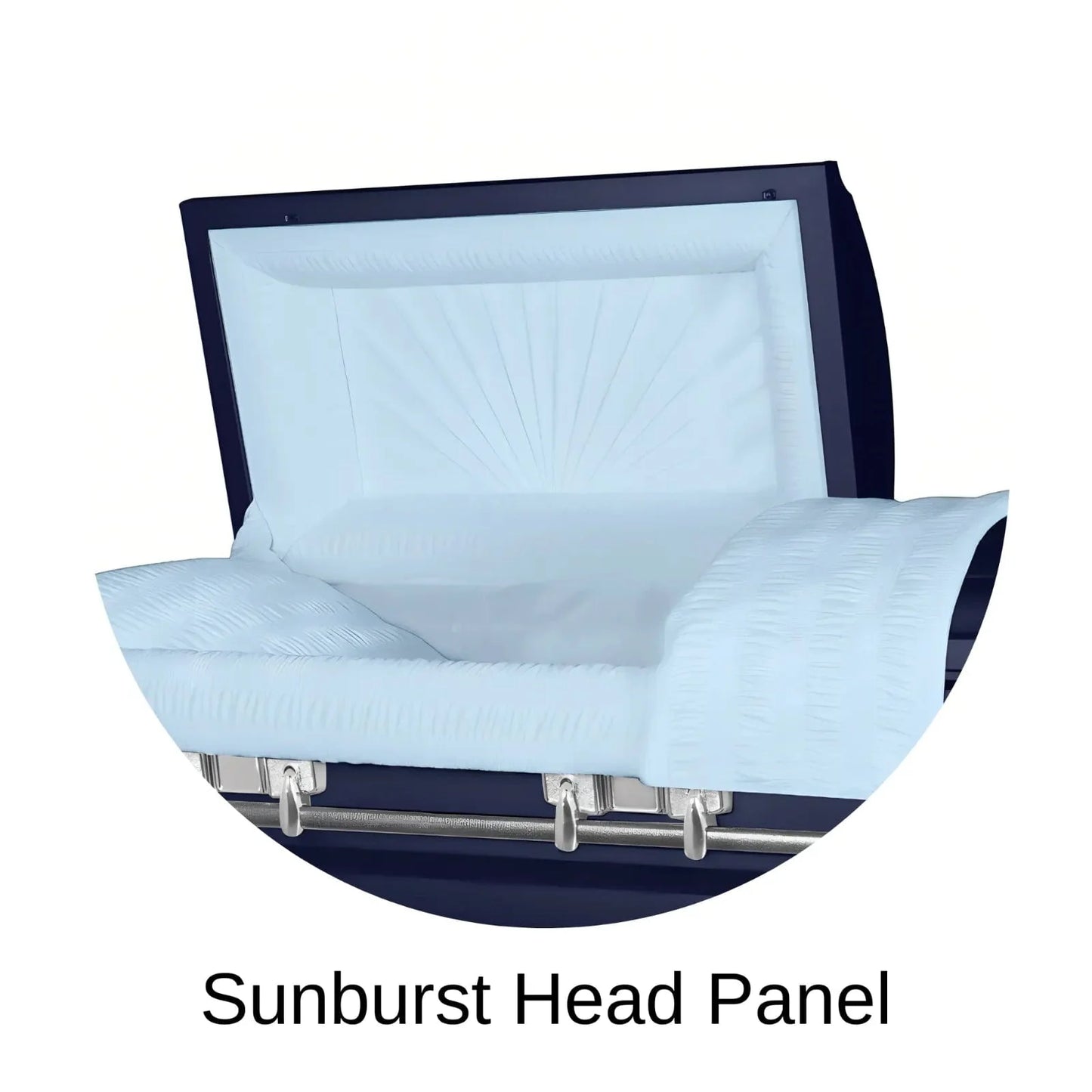 Sunburst head panel of Titan Casket Satin Series Casket