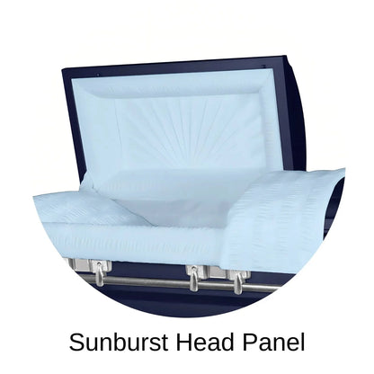 Sunburst head panel of Titan Casket Satin Series Casket