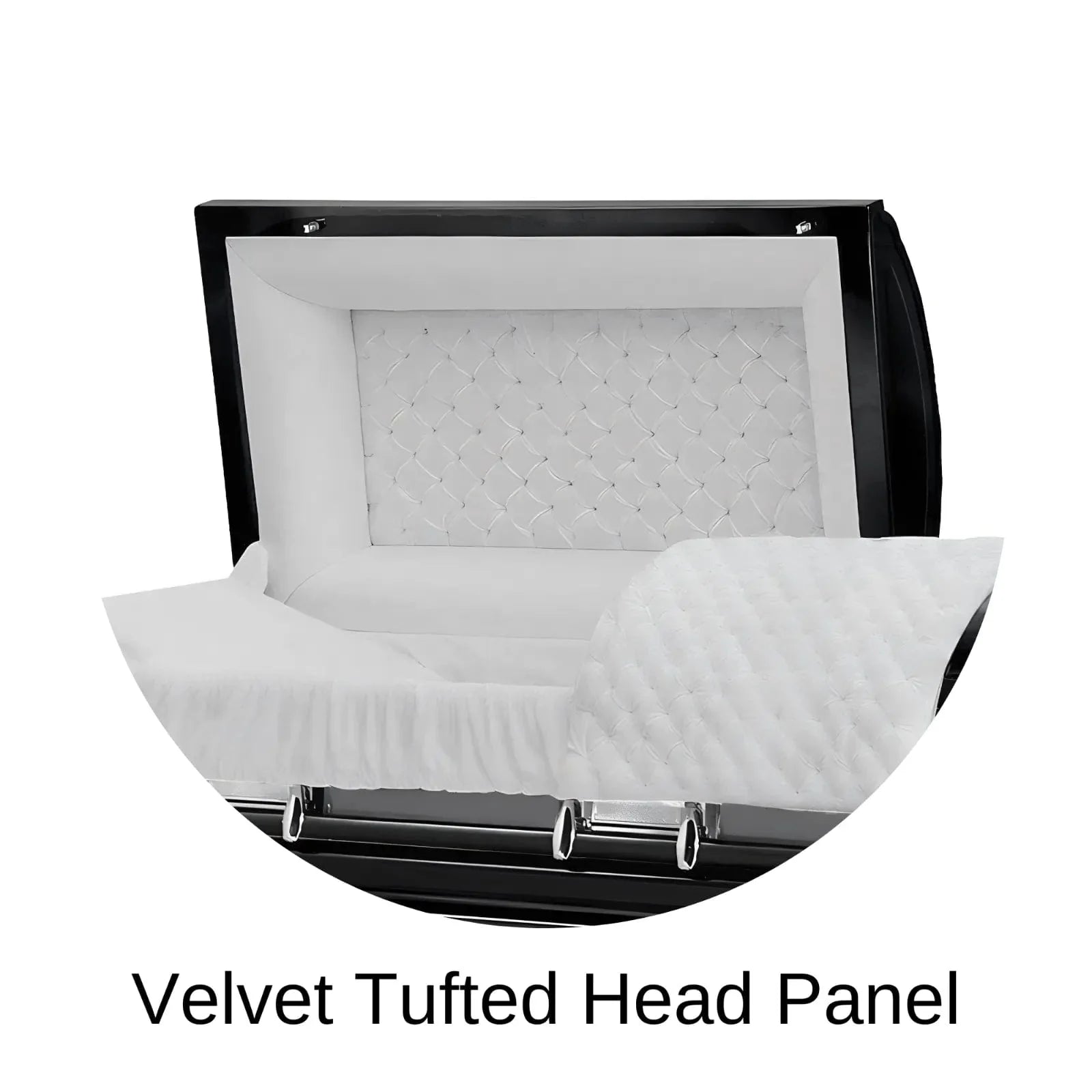 Velvet Tufted head panel of Titan Casket Era Series Casket