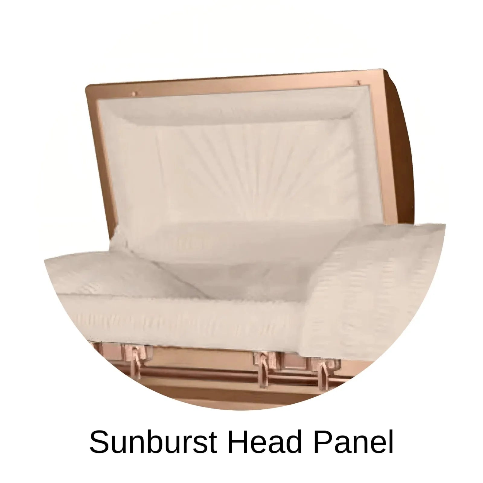 Sunburst head panel of Titan Casket Satin Series Casket