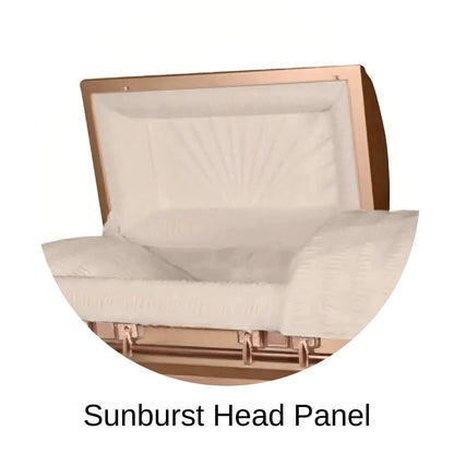 Sunburst head panel of Titan Casket Satin Series Casket