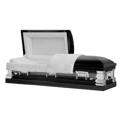 Era Stainless Series | Black Stainless Steel Casket with White Interior