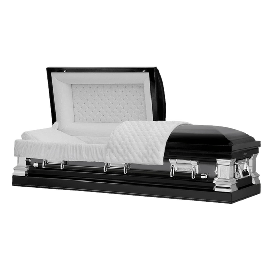 Era Stainless Series | Black Stainless Steel Casket with White Interior